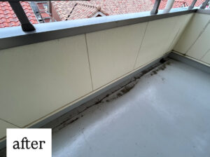 段ボール回収後で綺麗に片付いた名古屋市のベランダ｜不用品回収縁