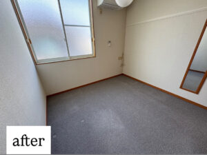 津島市での不用品回収後の部屋の様子。家具・家電がすべて撤去され、きれいに片付いた状態。