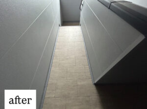 名古屋市西区で不用品回収後の通路｜段ボールや梱包材が撤去されスッキリした状態